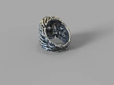 Skull ring in  for a biker  3D print model 3D print model