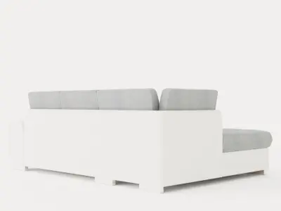 Corner Sofa Bed TOKIO Grey and White Left Low-poly 3D model