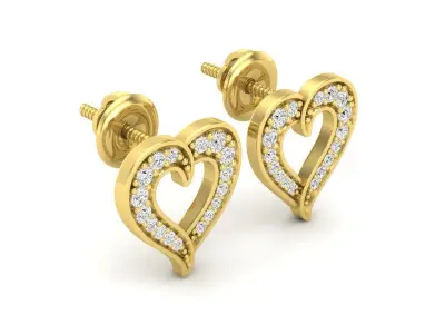 AV 368 White Diamond Ladies Heart Stud Earrings 3D print model