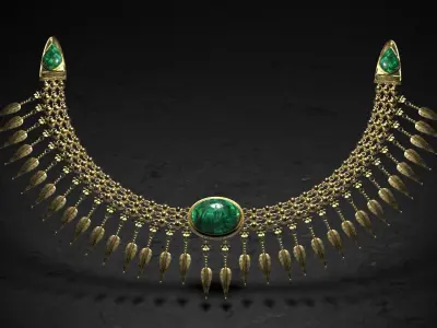 Ancient Necklace and Brooch Low-poly 3D model