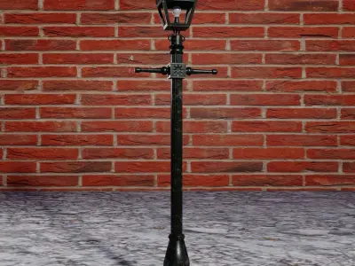 StreetLamp01 outdoor lamp post with light Low-poly 3D model