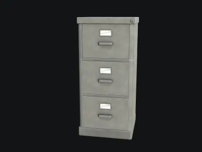 Filing Cabinet Modular Grey PBR Game Ready Low-poly 3D model