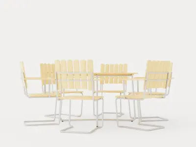 A2 and 9A dining set Low-poly 3D model