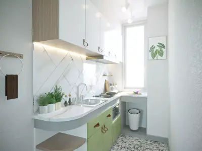 kitchen luxury green 3D model
