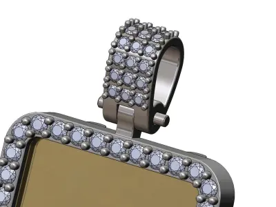 Diamond frame LV blossom ornament pendant with bail 3D print model