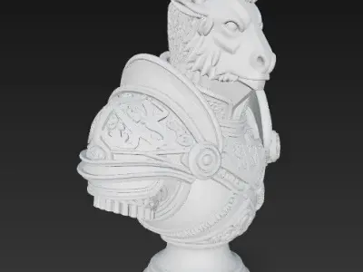 Headed Armored Knight Bust 3D model