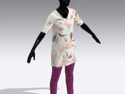 Female Cloth Dress Low-poly 3D model