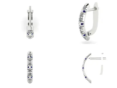 Earrings n 4 pair of with sapphires and diamonds 3D print model