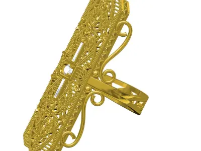 Antique Long Top Filigree Art Deco Ring 3D print model
