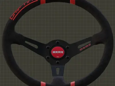 Momo Drifting Steering Wheel Low-poly 3D model