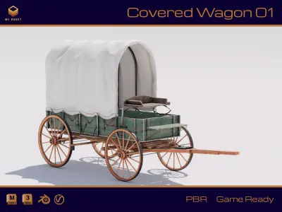 Covered Wagon 01 Low-poly 3D model