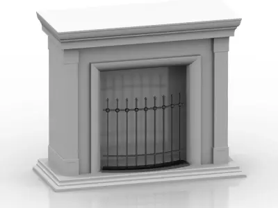 Fireplace with fence 01 3D model