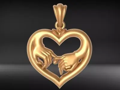 Hand Hands and Fingers Love Heart Necklace Pendant Jewelry 3D print model