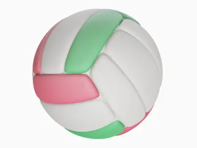 Leather Volleyball Ball 02 3D model