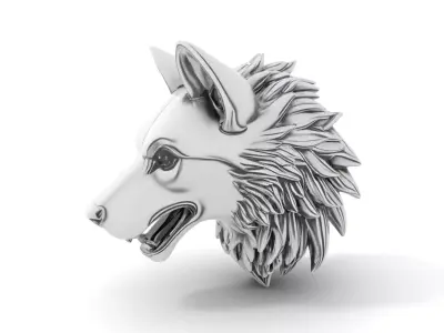 Silver Wolf Bust model pack Low-poly 3D model