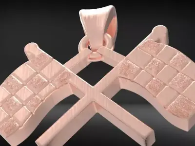 Racing Flags Charm Pendant Necklace  Jewelry  3D print model