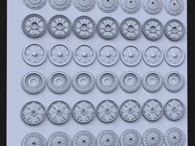Rosette Ceiling VDM Brushes for Zbrush Vol 2 Low-poly 3D model