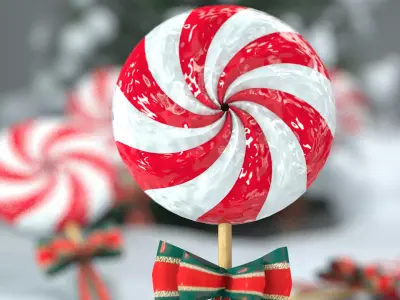 Christmas Candy Pinwheel Lollipop 3D Model 3D model