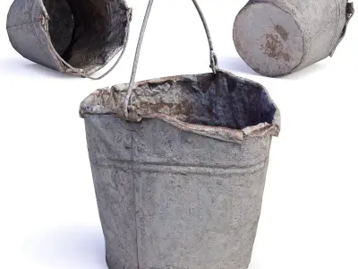  Old metal bucket Low-poly 3D model