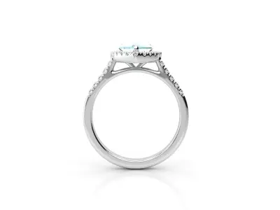 HS R030 engagement ring gemstone diamond heart halo 3D print model