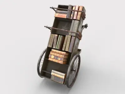 Old Book Cart 3D model