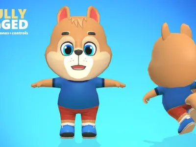 Squirrel Animated Rigged Low-poly 3D model