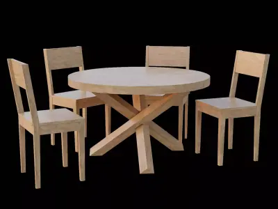 Table set Pack 07 Low-poly 3D model