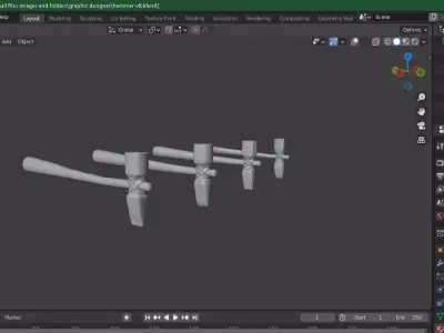 Hammer propeller Low-poly 3D model