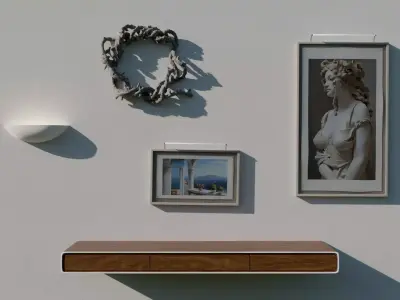 Greek Wall Furnitures Hotel - Realistic PBR 3D model