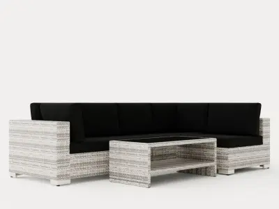 Bahamas Lounge Group 5 Seater Table M Shelf Low-poly 3D model