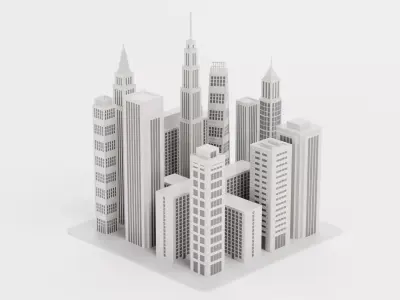 Paper City Block Low-poly 3D model