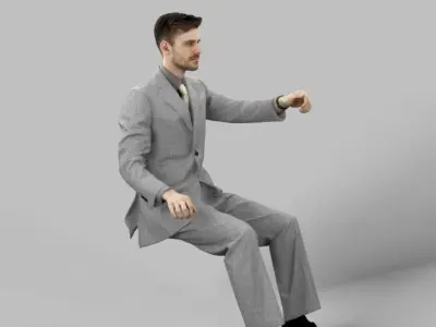 Posture An Elegant Business Man Driving A Car 3D model