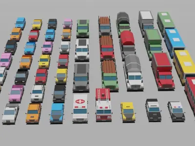 city vehicle pack 1 Low-poly 3D model
