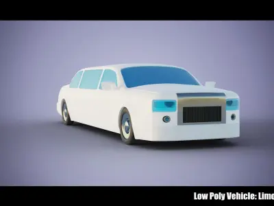 Low Poly Vehicle - Vanilla Limousine Low-poly 3D model