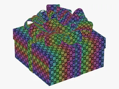 Christmas gift box 07 3D model