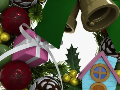 Wreath for Christmas Low-poly 3D model