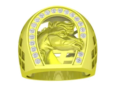 Luxury Horse Head Signet Ring 3D Model 4071 3D print model