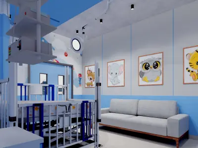 Pediatric hospital room Low-poly 3D model
