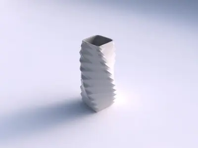 Vase twisted quadratic with sections and twisted lines 3D print model