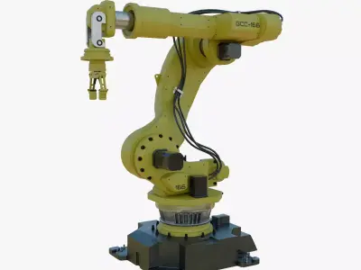 Industrial Robot Arm Yellow Clean Low-poly 3D model