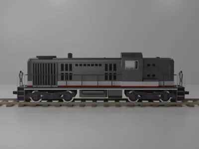 RSD-5 diesel locomotive and a set of rails Free low-poly 3D model
