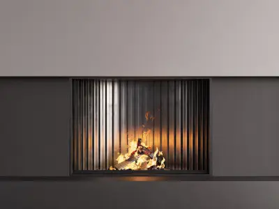 Decorated Wall with Fireplace - 6 3D model