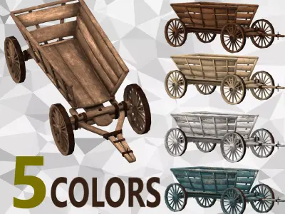Wooden Cart Free low-poly 3D model