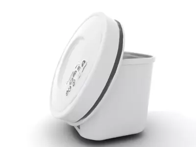 Round Plastic Container with Lid Model Pack Low-poly 3D model