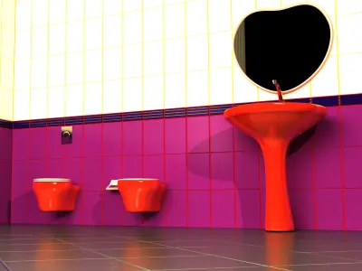 Wall-mounted toilet set 3D Model Collection