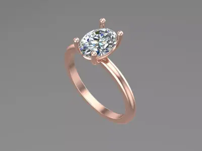 Oval Solitaire Ring Printable model 3dmodel  3D print model