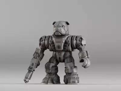 001586 Bulldog Mech Warrior 3D print model