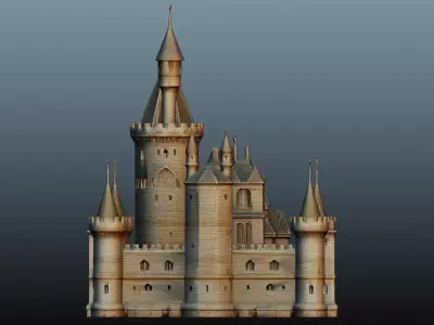 Fantasy stone medieval castle High-Poly 3D model