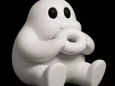  Cutie Donut Ghost Rigging toy 3D print model