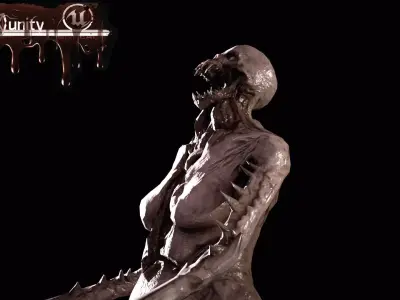 Necromutant5 skeleton holding sword Low-poly 3D model